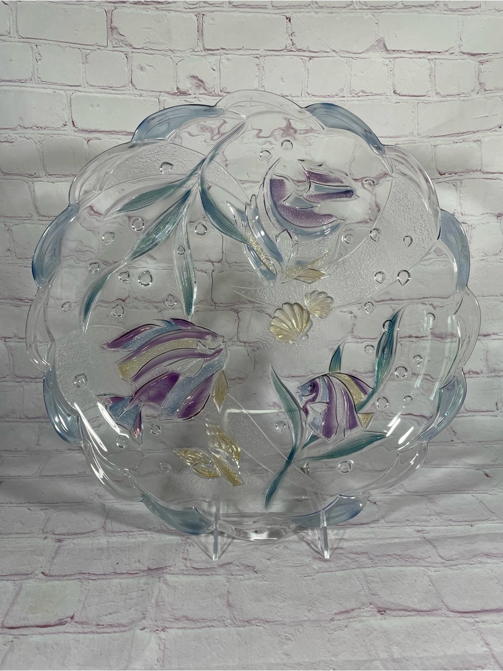 Vintage Mikasa Savoir Vivre Key Largo Tropical Fish Scalloped Glass 15” Platter